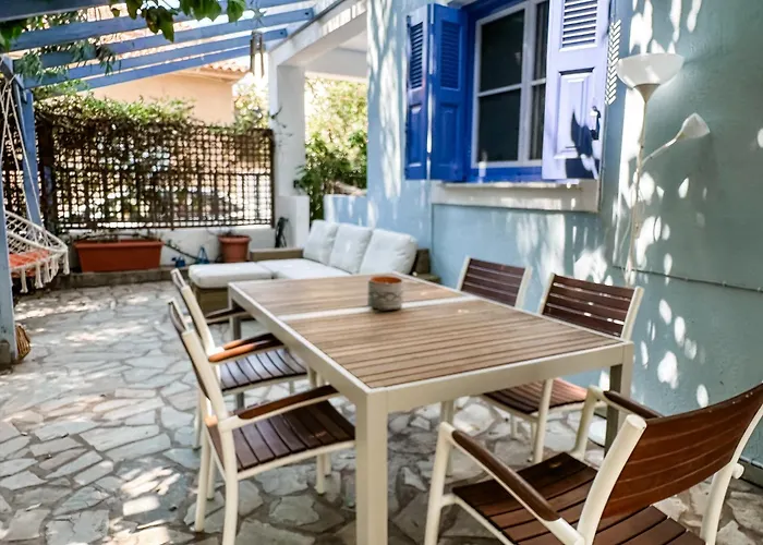 Blue Seaside House With Garden